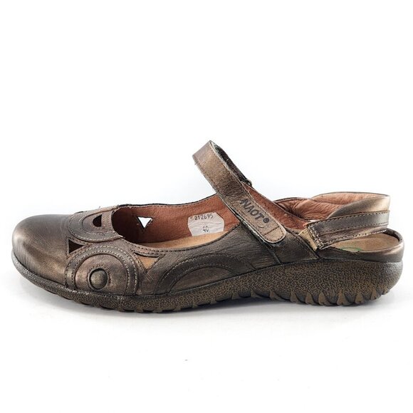 NAOT Rongo Metallic Leather Slingback Mary Jane Sandals Flats Bronze - Picture 6 of 10